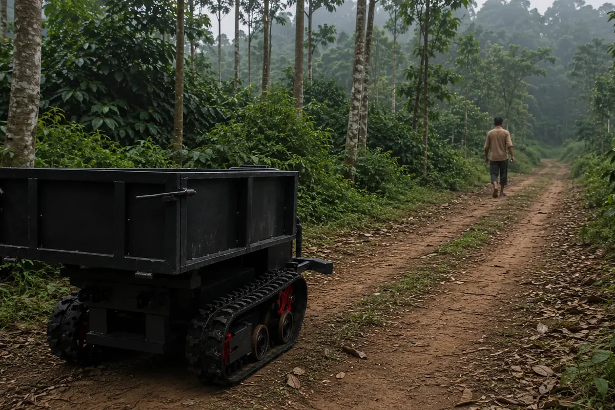 Engineer connecting the Smart Drive follow-me unit to a Rancher SEV 5.1